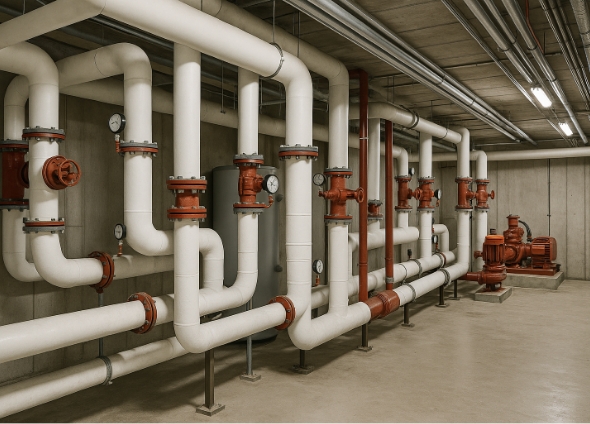 商業施設の給排水管更新工事